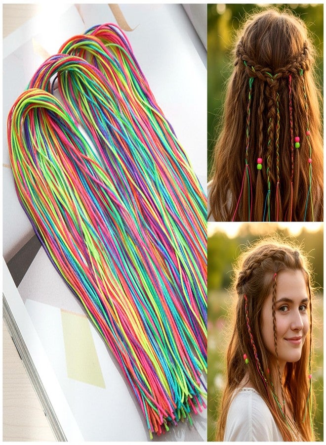 Elegaperma 120pcs Hair Strings for Braids, Hair Wrap String, Hair Ribbons for Braiding, Rainbow Braiding Hair Rope for Girls DIY Braids Ponytail Styling - Image 1